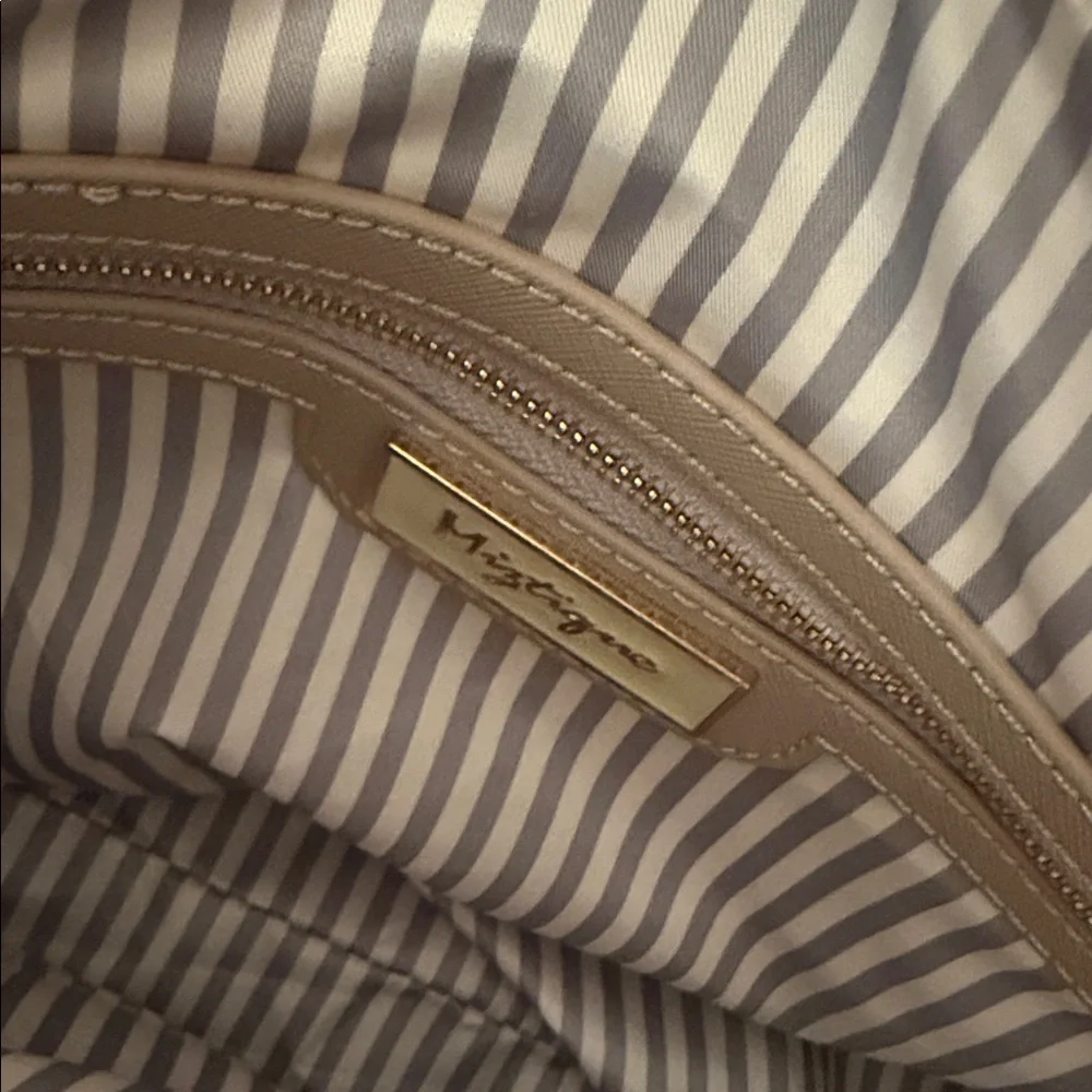 Miztique Taupe Satchel with Gold Hardware